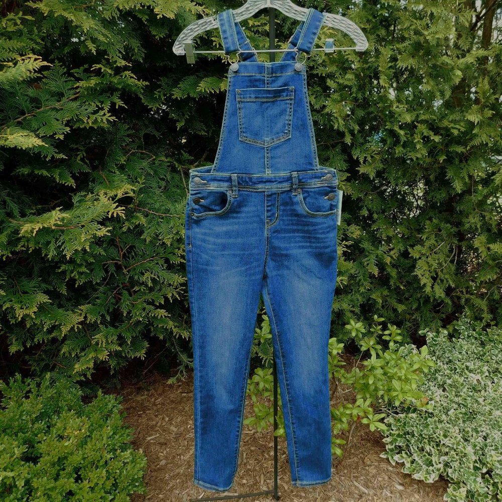 Cat & Jack Girls L 10/12 Denim Overall Jeans  NWT